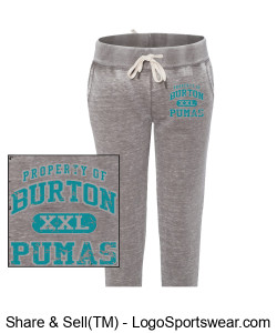 J. America Ladies Premium Fleece Jogger,  Property of Burton Pumas Distressed  Graphic Design Zoom